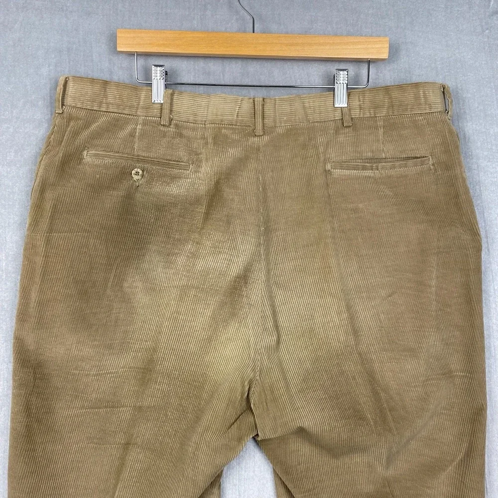 Vtg 80s Haggar Casuals Trousers Mens 40x25 Khaki Tan Wide Wale Corduroy Heritage - Picture 4 of 16